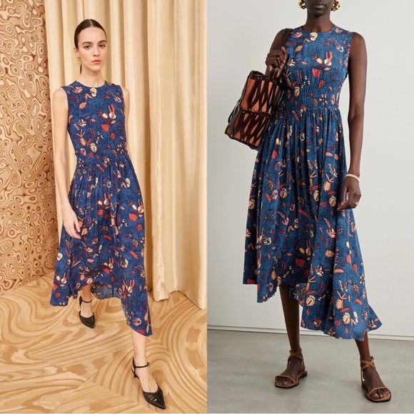 Ulla Johnson Dresses & Skirts - Ulla Johnson Luca Silk Floral Sleeveless A Line Midi Maxi Dress Blue Dahlia
